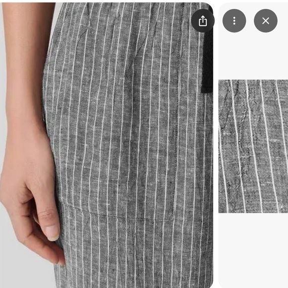 Eileen Fisher Organic Linen Crop Ankle Wide Leg Pants Women's XL Beach Strips - Picture 13 of 15